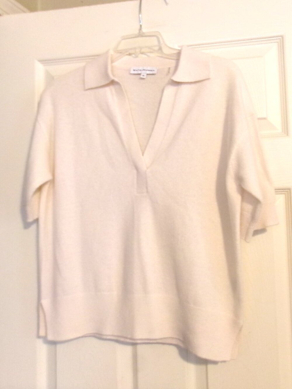 WHITE + WARREN 100% Cashmere Cream-Colored Polo Sweater Size XS